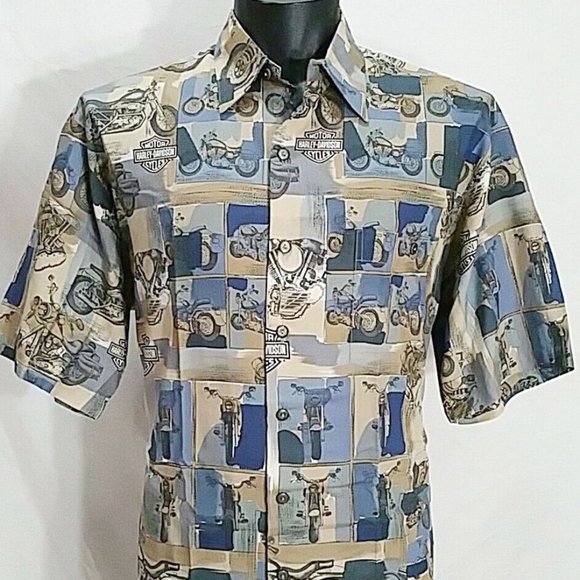 Nos VINTAGE Harley-Davidson x Tori Richard Hawaiian Aloha Shirt S 100% Viscose - Picture 1 of 13